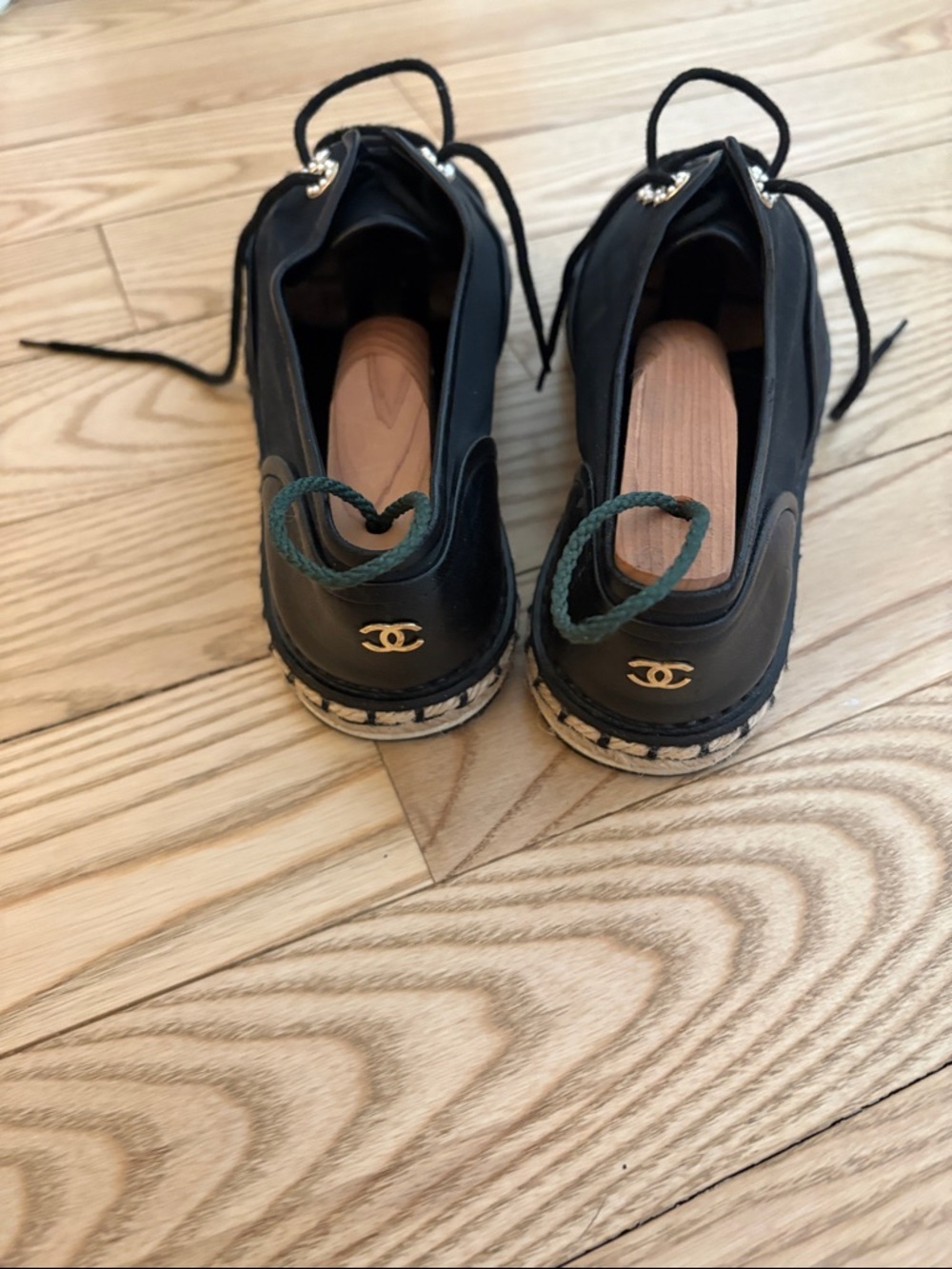 Black Lace-Up Wedge Espadrille Shoes - Women - Picture 3 of 5